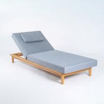  Шезлонг САПОРИ тик, светло-серый матрас, подушка, фото 1 