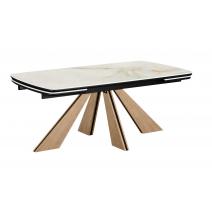  Стол DikLine DKP180 Керамика Ostra Bianco (мрамор глянец белый)/подстолье черное/опоры галифакс (2 уп.), фото 1 