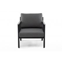  "Сан Ремо" кресло плетеное из роупа садовое, каркас алюминий темно-серый, роуп серый, ткань серая, фото 2 