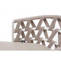  "Диего" стул плетеный из роупа, каркас из стали белый муар, роуп бежевый круглый, ткань бежевая 052, фото 4 