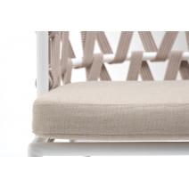  "Диего" стул плетеный из роупа, каркас из стали белый муар, роуп бежевый круглый, ткань бежевая 052, фото 8 