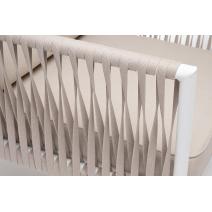  "Касабланка" кресло плетеное из роупа, каркас алюминий белый муар, роуп бежевый 20мм, ткань бежевая 15052, фото 5 