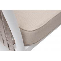  "Касабланка" кресло плетеное из роупа, каркас алюминий белый муар, роуп бежевый 20мм, ткань бежевая 15052, фото 8 