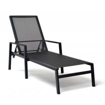  "Парма" шезлонг из алюминия темно-серый (RAL7024) муар, ткань текстилен серая, фото 1 