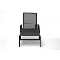  "Парма" шезлонг из алюминия темно-серый (RAL7024) муар, ткань текстилен серая, фото 2 