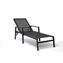  "Парма" шезлонг из алюминия темно-серый (RAL7024) муар, ткань текстилен серая, фото 4 