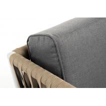  "Касабланка" диван 2-местный плетеный из роупа, каркас алюминий светло-серый (RAL7035) муар, роуп серо-коричневый 23мм, ткань серая 017, фото 6 