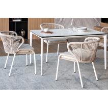  "Малага" обеденная группа на 4 персоны со стульями "Милан", каркас белый, роуп бежевый, фото 3 
