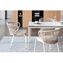  "Малага" обеденная группа на 4 персоны со стульями "Милан", каркас белый, роуп бежевый, фото 4 