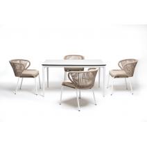  "Малага" обеденная группа на 4 персоны со стульями "Милан", каркас белый, роуп бежевый, фото 8 