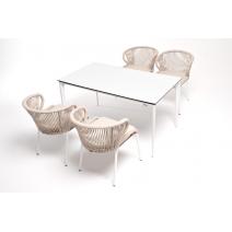  "Малага" обеденная группа на 4 персоны со стульями "Милан", каркас белый, роуп бежевый, фото 10 