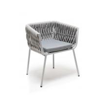  "Монако" стул плетеный из роупа, каркас алюминий светло-серый (RAL7035) муар, роуп светло-серый 40 мм, ткань светло-серая, фото 2 