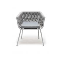  "Монако" стул плетеный из роупа, каркас алюминий светло-серый (RAL7035) муар, роуп светло-серый 40 мм, ткань светло-серая, фото 3 