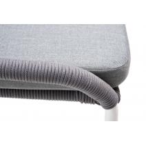  "Милан" стул плетеный из роупа, каркас алюминий белый муар, роуп светло-серый круглый, ткань светло-серая, фото 5 