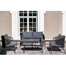  "Милан" лаунж-зона 4-местная плетеная из роупа (веревки), каркас алюминиевый темно-серый, роуп темно-серый, фото 1 