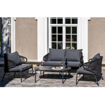  "Милан" лаунж-зона 4-местная плетеная из роупа (веревки), каркас алюминиевый темно-серый, роуп темно-серый, фото 2 