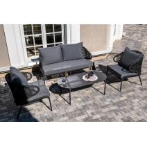  "Милан" лаунж-зона 4-местная плетеная из роупа (веревки), каркас алюминиевый темно-серый, роуп темно-серый, фото 3 