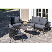  "Милан" лаунж-зона 4-местная плетеная из роупа (веревки), каркас алюминиевый темно-серый, роуп темно-серый, фото 4 