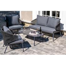  "Милан" лаунж-зона 4-местная плетеная из роупа (веревки), каркас алюминиевый темно-серый, роуп темно-серый, фото 5 