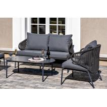  "Милан" лаунж-зона 4-местная плетеная из роупа (веревки), каркас алюминиевый темно-серый, роуп темно-серый, фото 8 