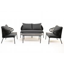  "Милан" лаунж-зона 4-местная плетеная из роупа (веревки), каркас алюминиевый темно-серый, роуп темно-серый, фото 21 