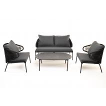  "Милан" лаунж-зона 4-местная плетеная из роупа (веревки), каркас алюминиевый темно-серый, роуп темно-серый, фото 22 