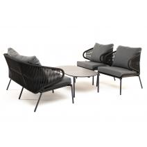  "Милан" лаунж-зона 4-местная плетеная из роупа (веревки), каркас алюминиевый темно-серый, роуп темно-серый, фото 25 