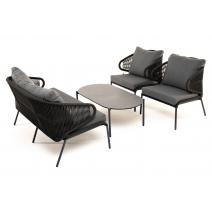  "Милан" лаунж-зона 4-местная плетеная из роупа (веревки), каркас алюминиевый темно-серый, роуп темно-серый, фото 26 