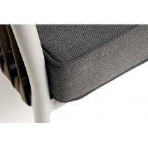  "Касабланка" диван 3-местный плетеный из роупа, каркас алюминий светло-серый (RAL7035) муар, роуп серо-коричневый 23мм, ткань серая 017, фото 6 