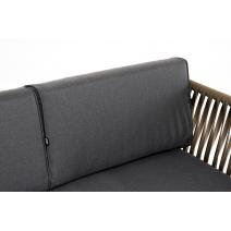  "Касабланка" диван 3-местный плетеный из роупа, каркас алюминий светло-серый (RAL7035) муар, роуп серо-коричневый 23мм, ткань серая 017, фото 7 