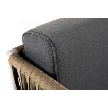  "Касабланка" диван 3-местный плетеный из роупа, каркас алюминий светло-серый (RAL7035) муар, роуп серо-коричневый 23мм, ткань серая 017, фото 8 