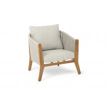  "Сидней" кресло плетеное из роупа, основание тик, каркас алюминий бежевый, роуп бежевый, ткань бежевая, фото 3 