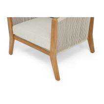  "Сидней" кресло плетеное из роупа, основание тик, каркас алюминий бежевый, роуп бежевый, ткань бежевая, фото 4 