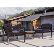  "Эстелья" кресло, каркас алюминий темно-серый (RAL7024) муар, ткань темно-серая 027, фото 1 