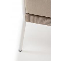  "Диего" кресло плетеное из роупа, каркас алюминий белый муар, роуп бежевый круглый, ткань бежевая 052, фото 7 