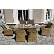  "Неаполь" обеденная группа плетеная из искусственного ротанга, цвет соломенный, фото 1 