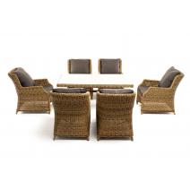  "Неаполь" обеденная группа плетеная из искусственного ротанга, цвет соломенный, фото 17 