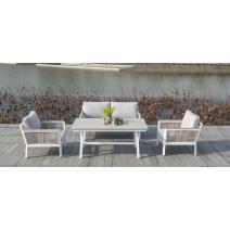  "Сан Ремо" диван 2-местный плетеный из роупа, каркас алюминий белый, роуп бежевый, ткань бежевая, фото 5 