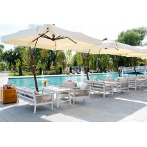  "Сан Ремо" диван 2-местный плетеный из роупа, каркас алюминий белый, роуп бежевый, ткань бежевая, фото 9 