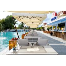  "Сан Ремо" диван 2-местный плетеный из роупа, каркас алюминий белый, роуп бежевый, ткань бежевая, фото 10 