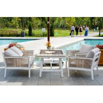  "Сан Ремо" диван 2-местный плетеный из роупа, каркас алюминий белый, роуп бежевый, ткань бежевая, фото 12 