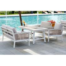  "Сан Ремо" диван 2-местный плетеный из роупа, каркас алюминий белый, роуп бежевый, ткань бежевая, фото 13 