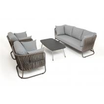  "Багамы" лаунж-зона 5-местная плетеная из роупа (веревки), каркас алюминиевый бежево-серый, роуп серо-коричневый, фото 4 