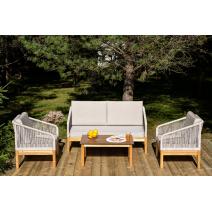  "Канны" лаунж-зона 4-местная из роупа со столиком "Канны" цвета "дуб", основание дуб, роуп бежевый, фото 2 