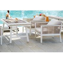  "Сан Ремо" кресло плетеное из роупа садовое, каркас алюминий белый, роуп бежевый, ткань бежевая, фото 10 