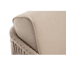  "Канны" правый модуль плетеный из роупа, каркас алюминий белый муар, роуп бежевый круглый, ткань бежевая 15052, фото 4 