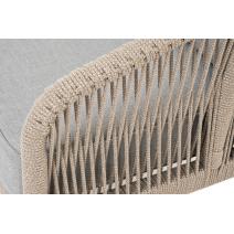  "Канны" диван 2-местный плетеный из роупа, каркас алюминий светло-серый (RAL7035) шагрень, роуп серый меланж круглый, ткань светло-серая, фото 4 