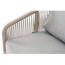  "Канны" диван 2-местный плетеный из роупа, каркас алюминий светло-серый (RAL7035) шагрень, роуп серый меланж круглый, ткань светло-серая, фото 5 