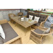  "Гляссе" диван трехместный из искусственного ротанга, цвет соломенный, фото 11 