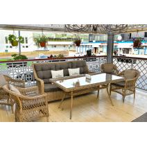  "Гляссе" диван трехместный из искусственного ротанга, цвет соломенный, фото 13 